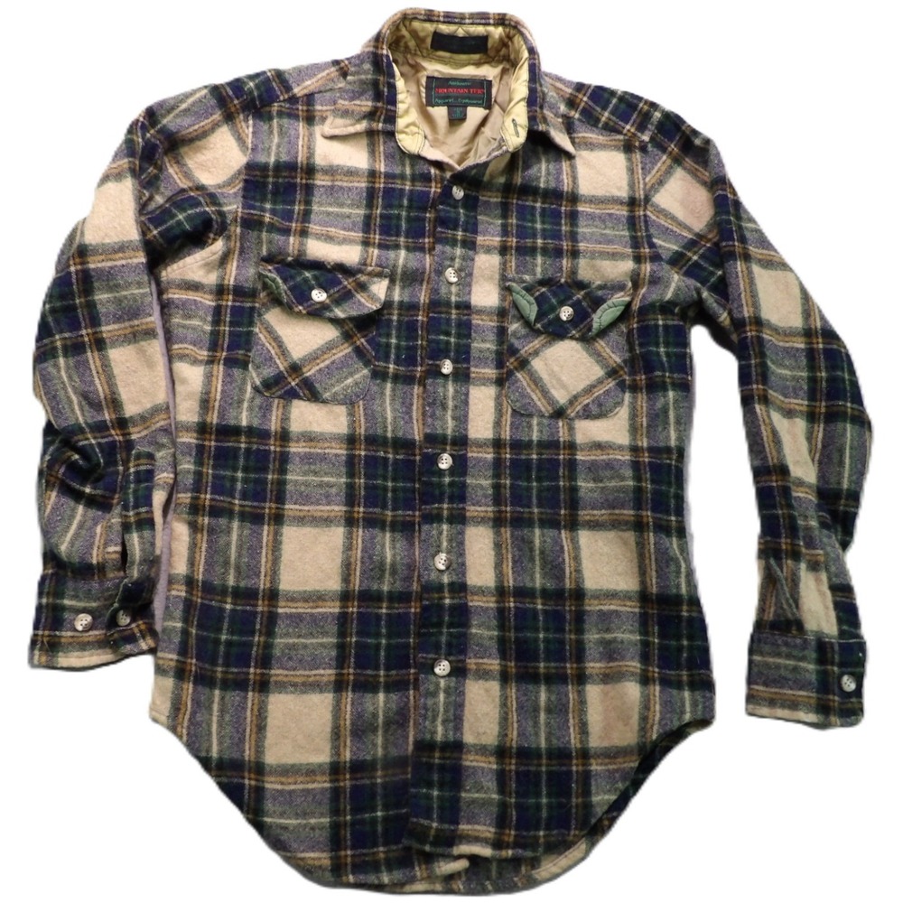 VTG Mountain Tek Wool Flannel Shirt Men S Plaid Button Up 90s Outdoor Hiking Top